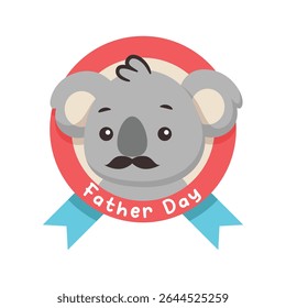 Design de ilustração de personagem Koala adulto com moldura de dia do pai