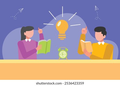 Concepto de aprendizaje de adultos. Ilustración vectorial plana de color aislada.