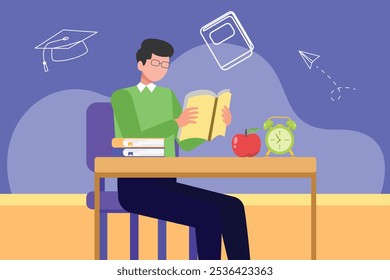 Adult learning concept. Colored flat vector illustration isolated.