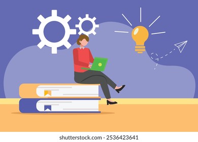 Adult learning concept. Colored flat vector illustration isolated.