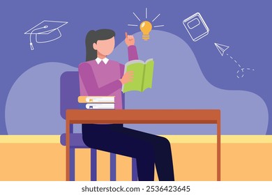 Adult learning concept. Colored flat vector illustration isolated.