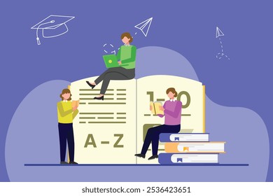 Conceito de educação de adultos. Ilustração vetorial plana colorida isolada.