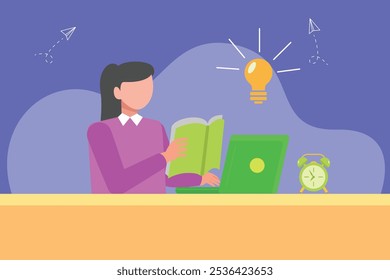 Concepto de aprendizaje de adultos. Ilustración vectorial plana de color aislada.