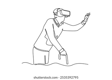 Adult learning concept. Single line draw design vector graphic illustration.