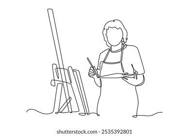 Adult learning concept. Single line draw design vector graphic illustration.