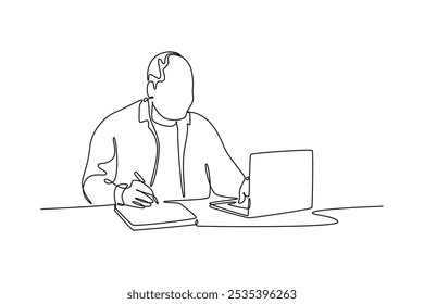  Adult learning concept. Single line draw design vector graphic illustration.