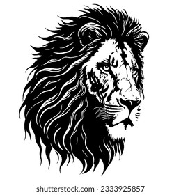 Adult Lion silhouette black and white