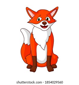 An adult male red fox, sitting. Vector illustration.
