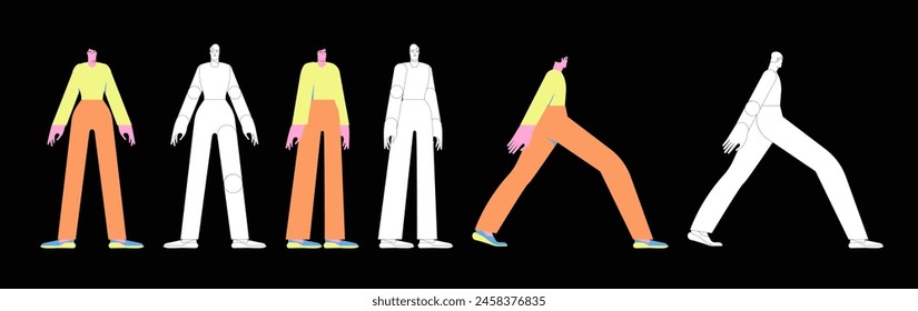 Adult man character constructor. Businessman office worker. A set of different views and poses.	
