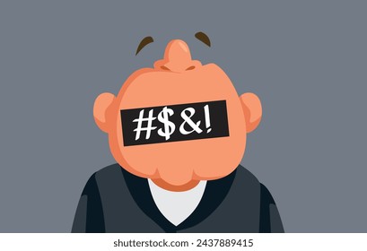 
Adult Man Cursing Using Foul Language Vector Cartoon Illustration. Angry frustrated person feeling outraged and exasperated 
