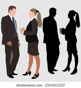  Adult Man with Girl in Business Communication Style Silhouettes with Portrait