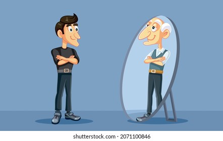 
Adult Man Gracefully Aging Concept Vector Illustration. Confident guy having a positive attitude about growing old 
 svg