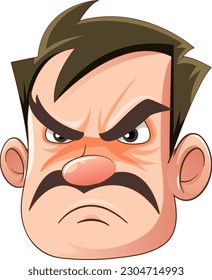 Adult Man with Grumpy Expression illustration