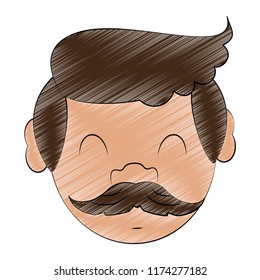 Adult man with mustache scribble