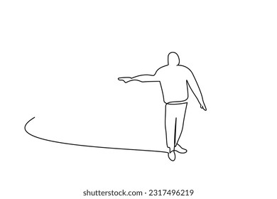 adult man pointing finger away full body length line art