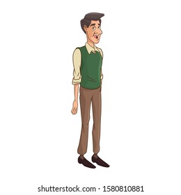 adult man standing icon over white background, vector illustration