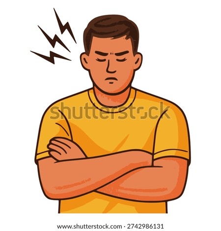 adult man thinking creative idea flat color vector illustration template design