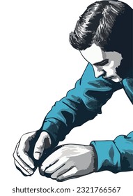 Adult man thinking expression icon isolated