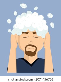 An adult man washes his hair with shampoo. Personal care, facial care, cosmetic procedure, at a beauty doctor