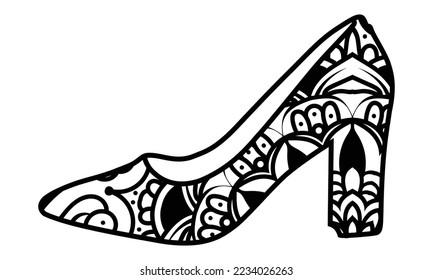 An Adult Mandala Coloring Book pages with Designs For High Heels Gifts Ideas Relaxing For Women, Circle flower of mandala with floral ornament pattern, Mandala For cricut silhouette 