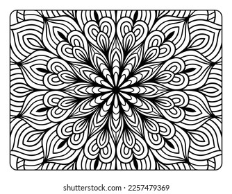 Adult mandala coloring page, hand drawn floral mandala doodle art, mandala coloring page for adult relaxation