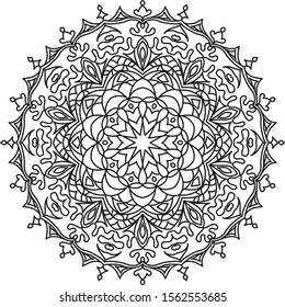 Adult mandala coloring page. Vector illustration. Circle mandala. 