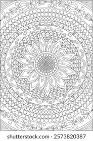 Adult Mandala Coloring Page Vector Art