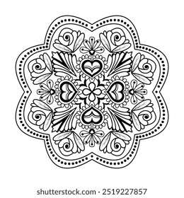 Adult Mandala of Serenity coloring book mandala page . Easy Mandala Coloring Book Pages for Adults to Relax, Experiences Give Relief. Resizeable Vector File