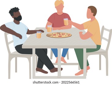 Adult men drinking beer together semi flat color vector characters. Full body people on white. Outdoor drinking party isolated modern cartoon style illustration for graphic design and animation