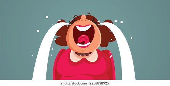 
Adult Middle-Aged Woman Sobbing and Crying Vector Cartoon. Drama queen lady with fake crocodile tears complaining and screaming
