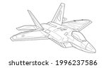 Adult military aircraft coloring page for book and drawing. Airplane. War-plane. Vector illustration. Vehicle. Graphic element. Plane. Black contour sketch illustrate Isolated on white background.