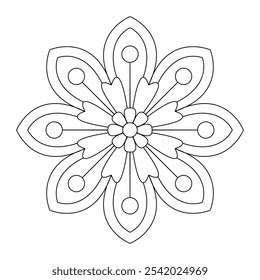 Página de libro para colorear de mandala floral místico adulto, diseño de tatuaje, archivo de Vector, diseño de tatuaje, arte de pared, arte de mandala simple, diseño para un Fondo de pantalla Pinta la camisa y el azulejo Diseño de pegatinas, archivo de Vector