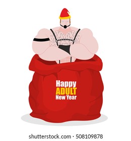 Adult New Year. BDSM Slave In Red Sack Of Santa Claus. Adult Gift For Host. Sadist And Masochist. Big Bag For Christmas. Male For Sex Games. Humble Servant Of His Master. Gagged. Strong Subordinate