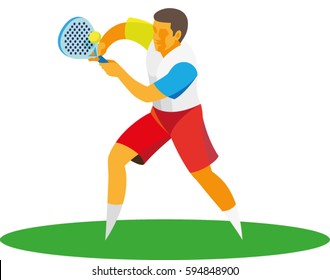 Adult Padel Tennis Player Takes Difficalt Stock Vector (Royalty Free ...