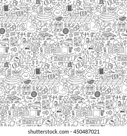 Adult Party hand drawn Seamless Pattern. Vector illustration of doodle holiday wallpaper