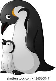 adult Penguin with its chick