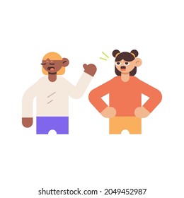 Adult People Expressing Shouting and Leave Flat Illustration