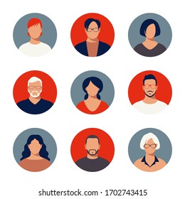 Adult People Profiles Icon Set