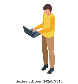 Vector isométrico del icono del problema del adulto. Enfermedad grasa. Hombre pasivo