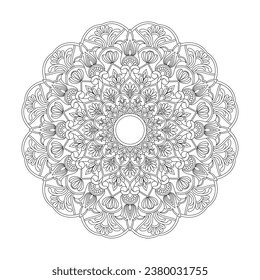 Adult Radiant Solstice mandala coloring book page for kdp book interior.Peaceful Petals, Ability to Relax, Brain Experiences, Harmonious Haven, Peaceful Portraits, Blossoming Beauty mandala design.