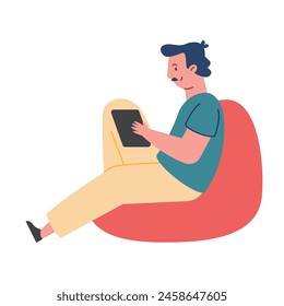 adult reading ebook isolated design