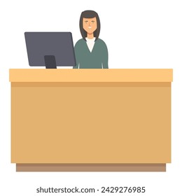 Adult receptionist icon cartoon vector. Work business. Phone support