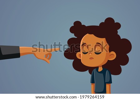 Adult Scolding Sad Unhappy Child. Parent lecturing and rebuking little girl for making an honest mistake
 Stock photo © 