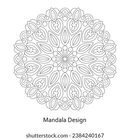 Adult Serene Symmetry Mandala Design Coloring book page vector file