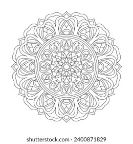 Adult sunflower mandala coloring book page for kdp book interior. Peaceful Petals, Ability to Relax, Brain Experiences, Harmonious Haven, Peaceful Portraits, Blossoming Beauty mandala design.