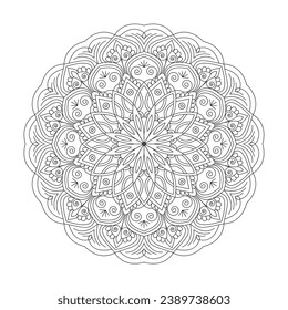 Adult Tranquil Blossoms mandala coloring book page for kdp book interior. Peaceful Petals, Ability to Relax, Brain Experiences, Harmonious Haven, Peaceful Portraits, Blossoming Beauty mandala design.