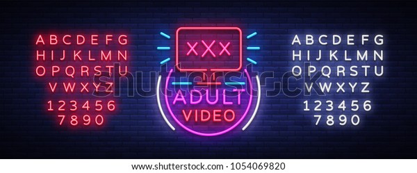 Wxyz Xxx Bf - Adult Video Neon Sign Design Template Stock Vector (Royalty Free ...