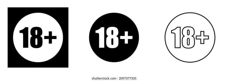 Adult website only vector icon. Circle with the symbol 18+ in a circle isolated on background, set. 18 plus icon page symbol for your website design 18 plus icon logo, app, ui. 18 plus icon vector ill