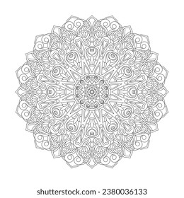 Adult Whimsical Joy mandala coloring book page for kdp book interior. Peaceful Petals, Ability to Relax, Brain Experiences, Harmonious Haven, Peaceful Portraits, Blossoming Beauty mandala design.