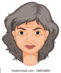 Adult woman with aged skin illustration